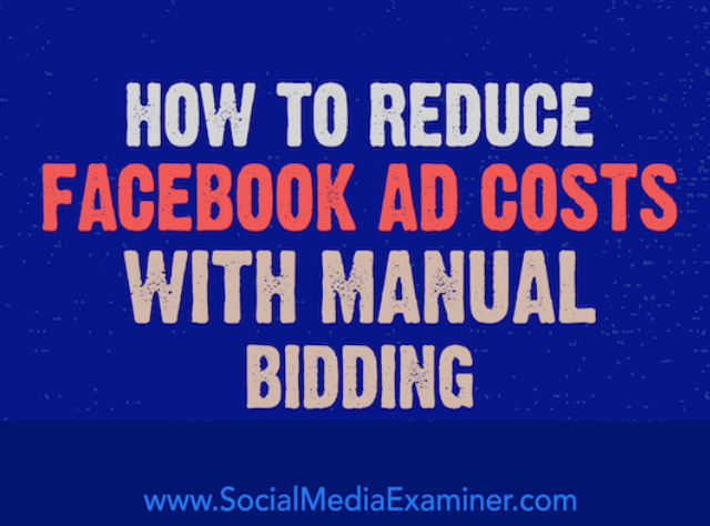 Cómo reducir los costes de Facebook ads con ofertas manuales